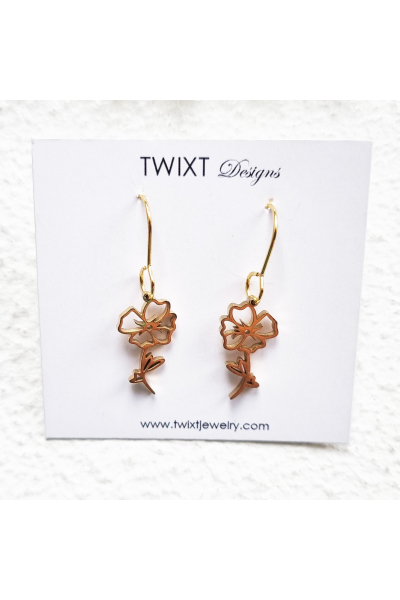 August Birth Flower - Poppy - Earrings Gold - PD449